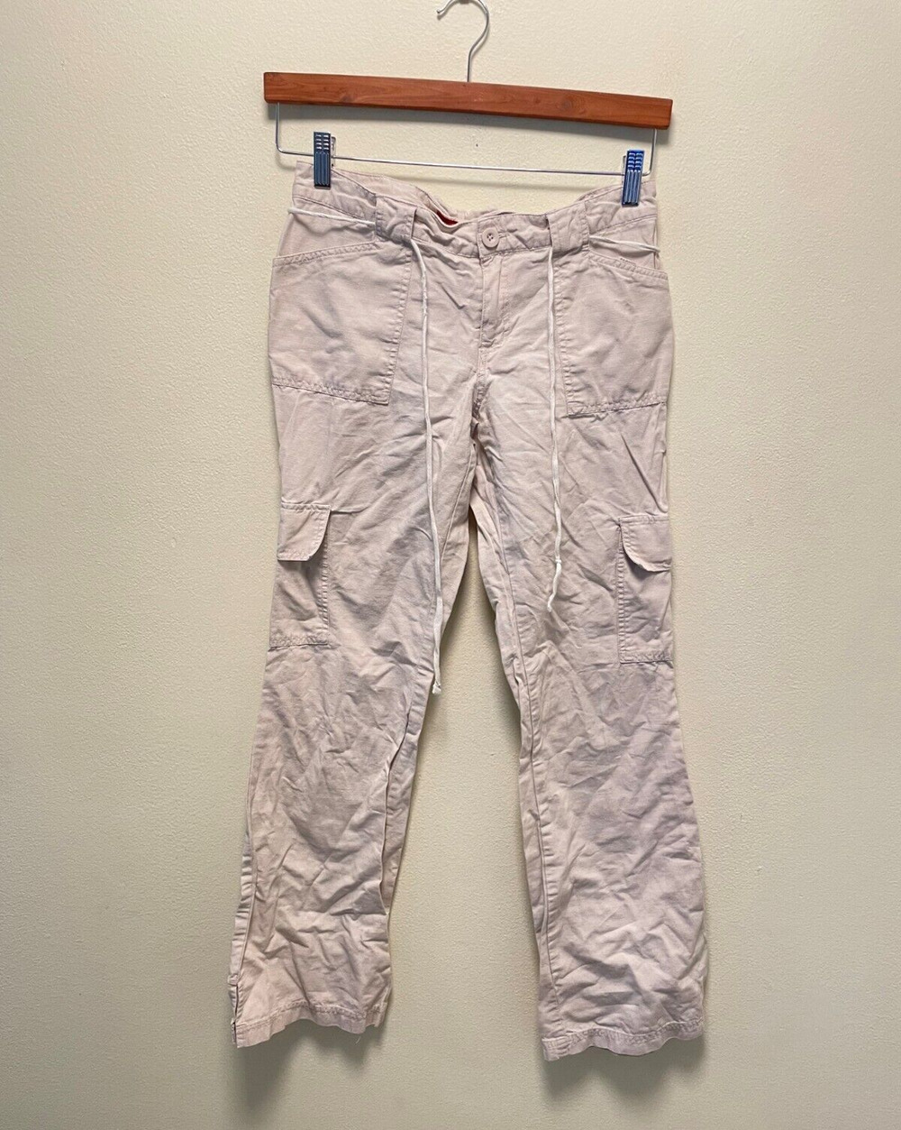 Juniors Pants Size 5 Beige Low Rise Flare Cargo Gorpcore Grunge Punk 90s Y2K